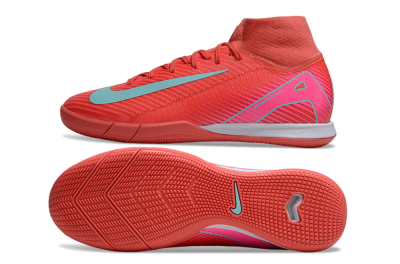 Nike Air Zoom Mercurial Superfly 10 Elite IC High-Tops Soccer Shoes - Red/Jade/Pink