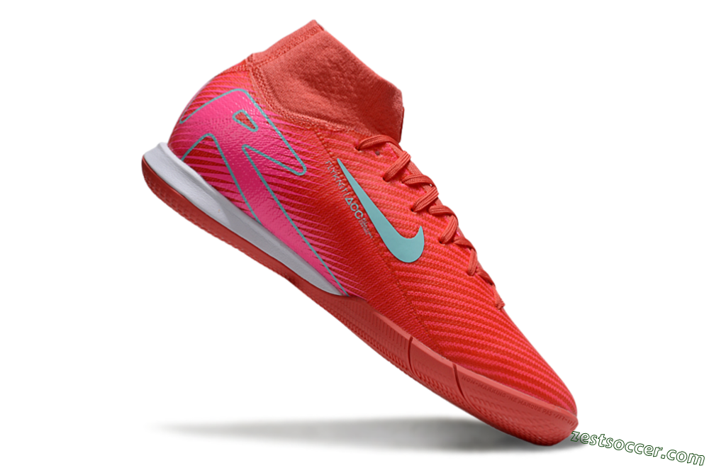 Nike Air Zoom Mercurial Superfly 10 Elite IC High-Tops Soccer Shoes - Red/Jade/Pink 4