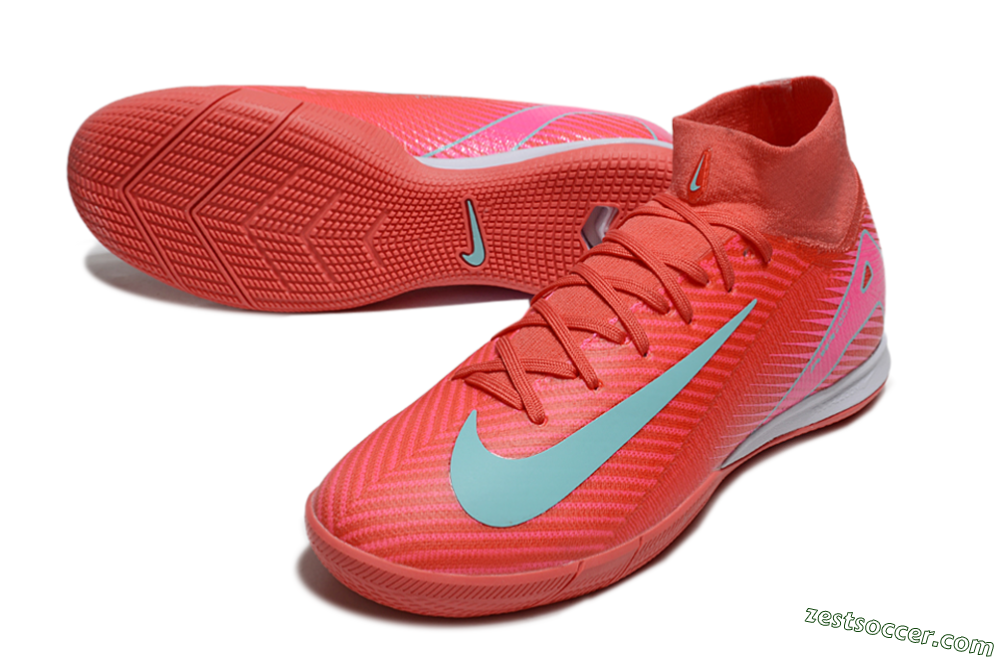 Nike Air Zoom Mercurial Superfly 10 Elite IC High-Tops Soccer Shoes - Red/Jade/Pink 3