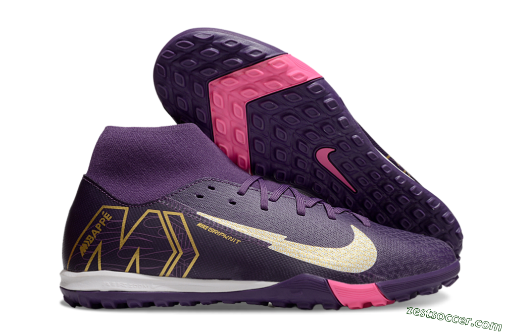 Nike Air Zoom Mercurial Superfly 10 Academy TF High-Tops Soccer Shoes - Purple/White/Gold 0