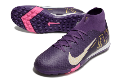 Nike Air Zoom Mercurial Superfly 10 Academy TF High-Tops Soccer Shoes - Purple/White/Gold