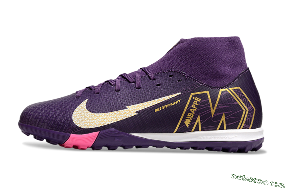 Nike Air Zoom Mercurial Superfly 10 Academy TF High-Tops Soccer Shoes - Purple/White/Gold 2