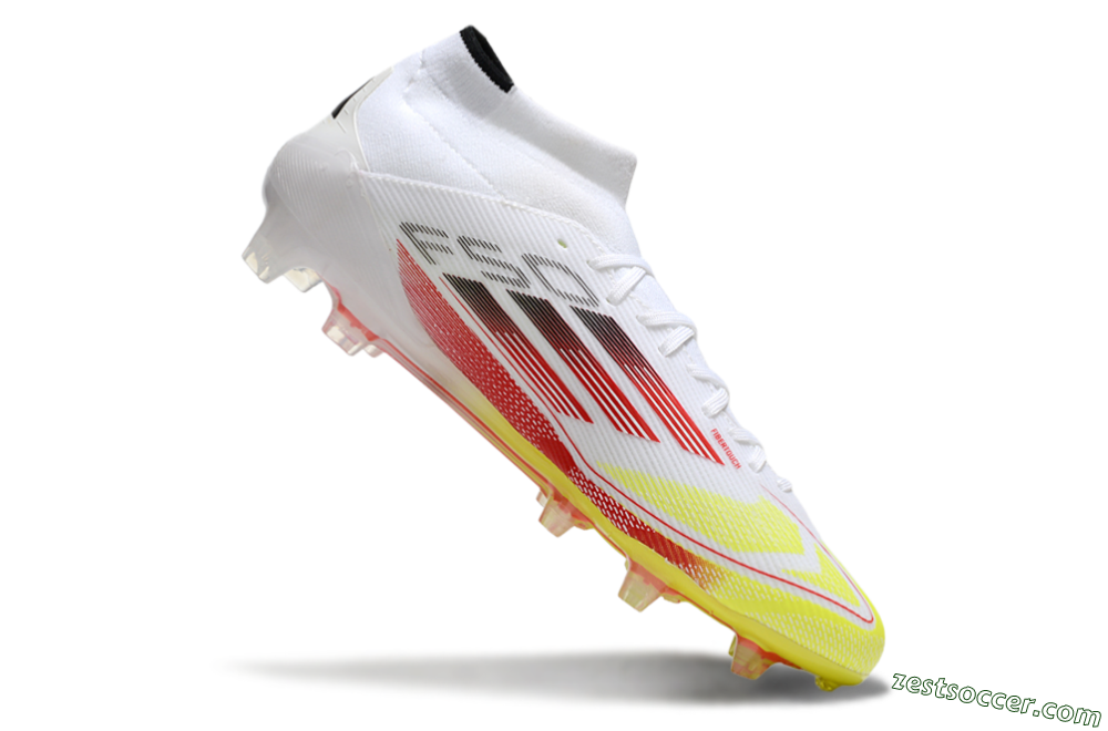 Adidas F50 Elite Mid FG High-Tops Soccer Cleats - White/Red/Yellow 4