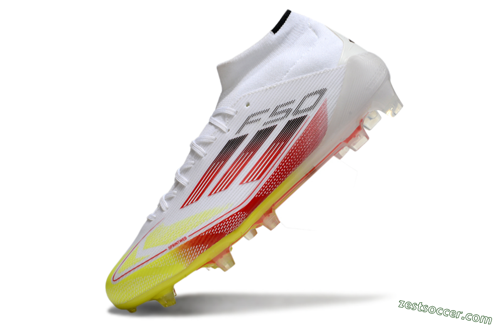 Adidas F50 Elite Mid FG High-Tops Soccer Cleats - White/Red/Yellow 5