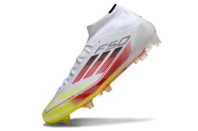 Adidas F50 Elite Mid FG High-Tops Soccer Cleats - White/Red/Yellow