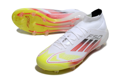 Adidas F50 Elite Mid FG High-Tops Soccer Cleats - White/Red/Yellow