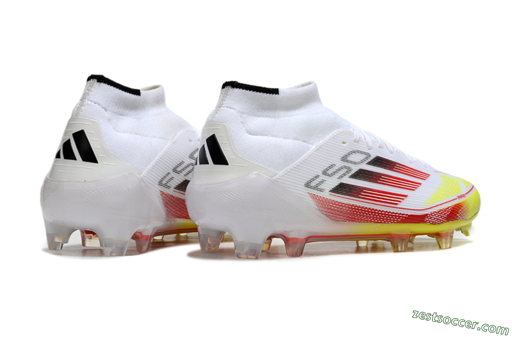 Adidas F50 Elite Mid FG High-Tops Soccer Cleats - White/Red/Yellow 6