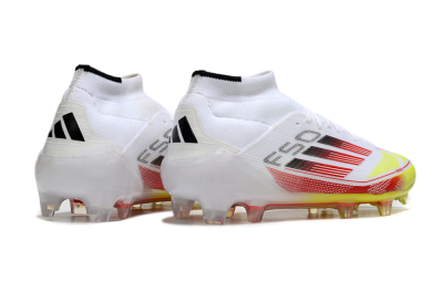 Adidas F50 Elite Mid FG High-Tops Soccer Cleats - White/Red/Yellow