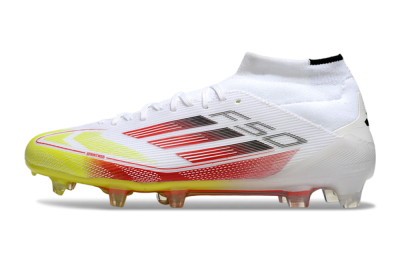 Adidas F50 Elite Mid FG High-Tops Soccer Cleats - White/Red/Yellow