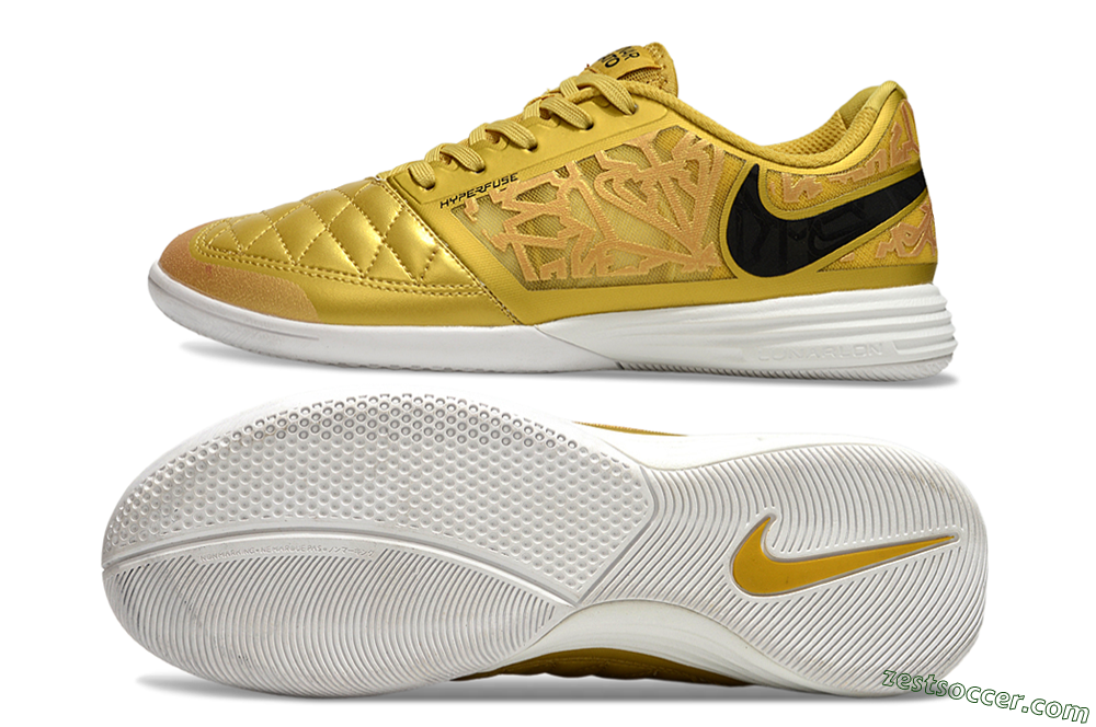 Nike Lunar Gato 2 IC Low-Tops Soccer Shoes - Gold/Black/White 1