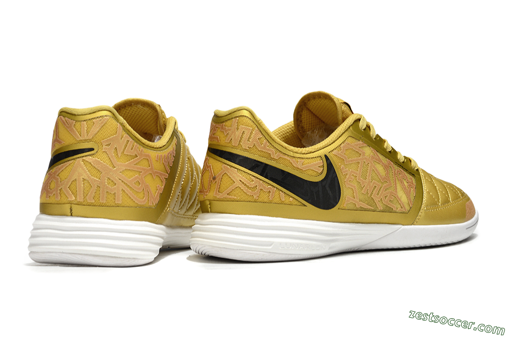 Nike Lunar Gato 2 IC Low-Tops Soccer Shoes - Gold/Black/White 6