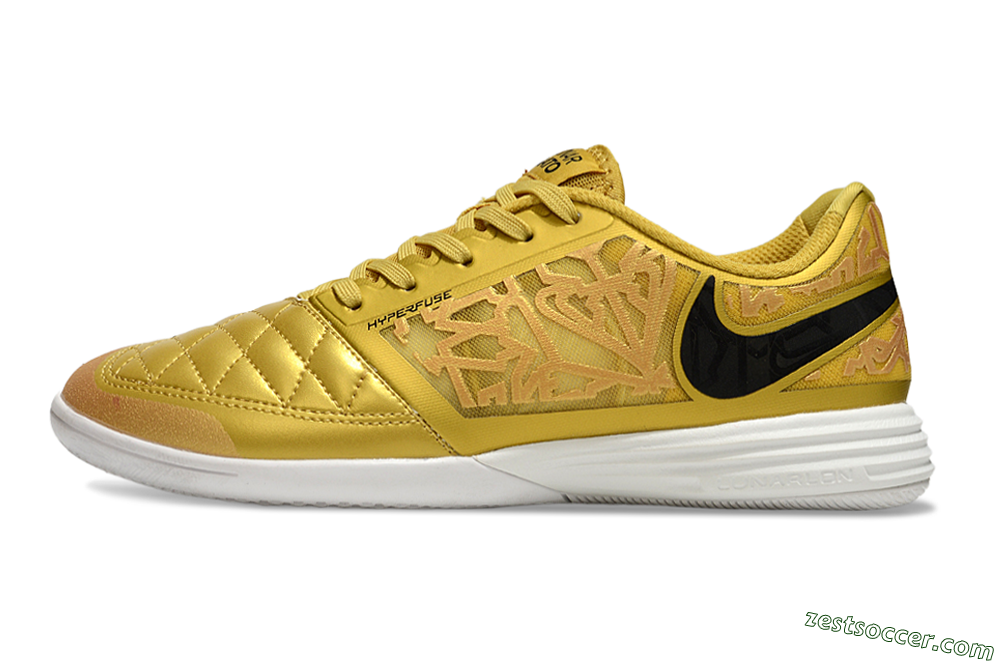 Nike Lunar Gato 2 IC Low-Tops Soccer Shoes - Gold/Black/White 2