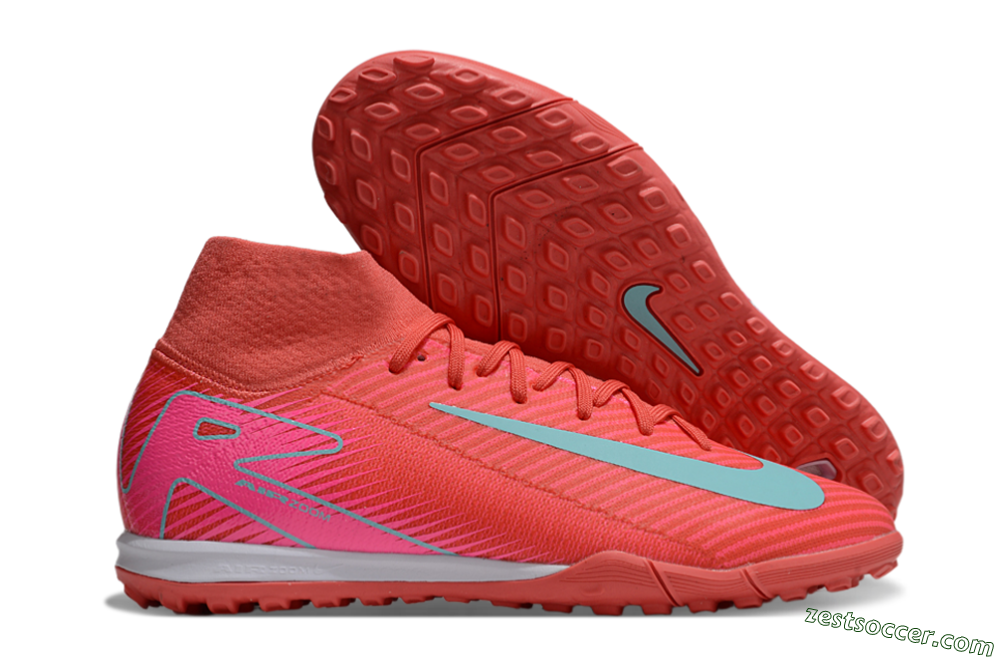 Nike Air Zoom Mercurial Superfly 10 Elite TF High-Tops Soccer Shoes - Red/Jade/Pink 0