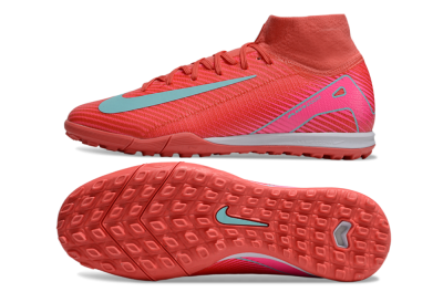 Nike Air Zoom Mercurial Superfly 10 Elite TF High-Tops Soccer Shoes - Red/Jade/Pink