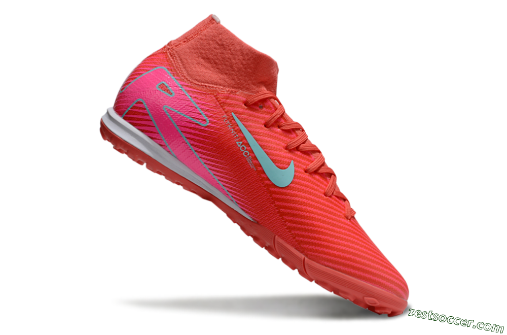 Nike Air Zoom Mercurial Superfly 10 Elite TF High-Tops Soccer Shoes - Red/Jade/Pink 4