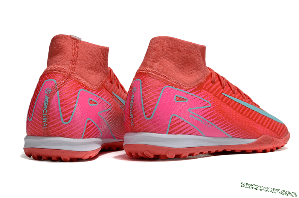 Nike Air Zoom Mercurial Superfly 10 Elite TF High-Tops Soccer Shoes - Red/Jade/Pink 6