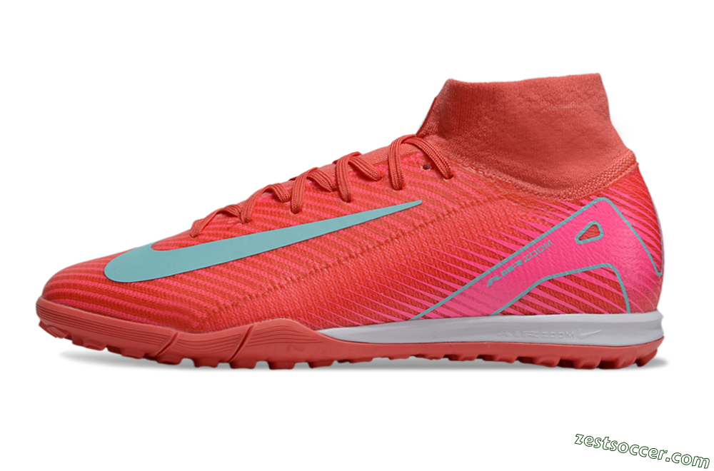 Nike Air Zoom Mercurial Superfly 10 Elite TF High-Tops Soccer Shoes - Red/Jade/Pink 2