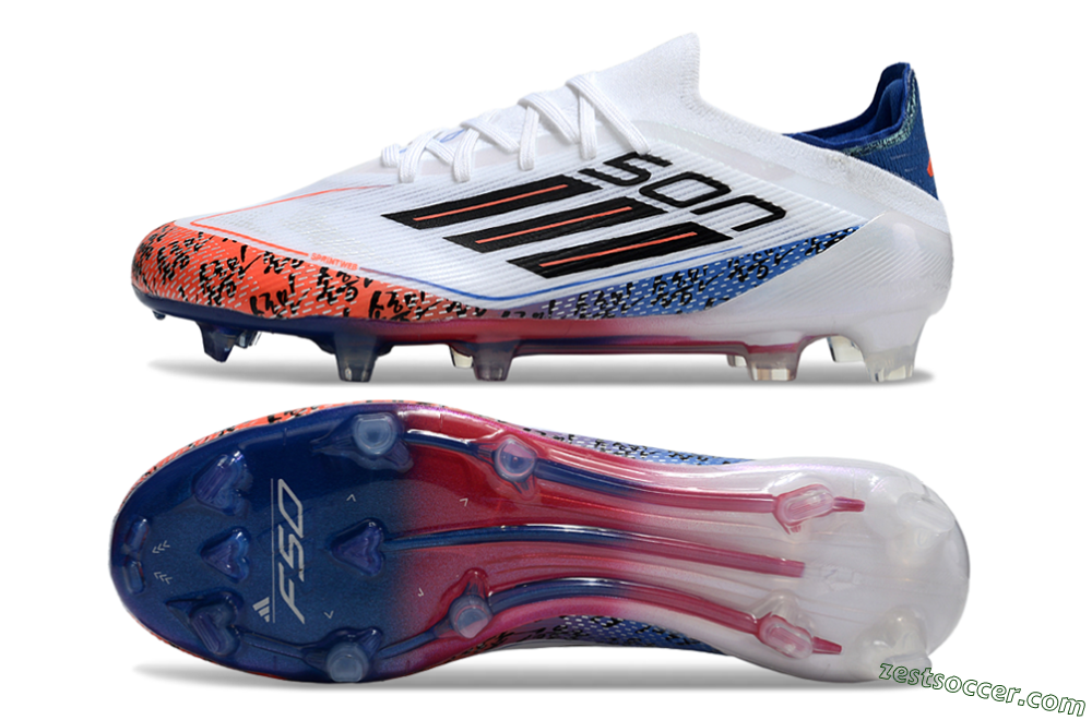 Adidas F50 Elite FG Low-Tops Soccer Cleats - White/Red/Blue 1