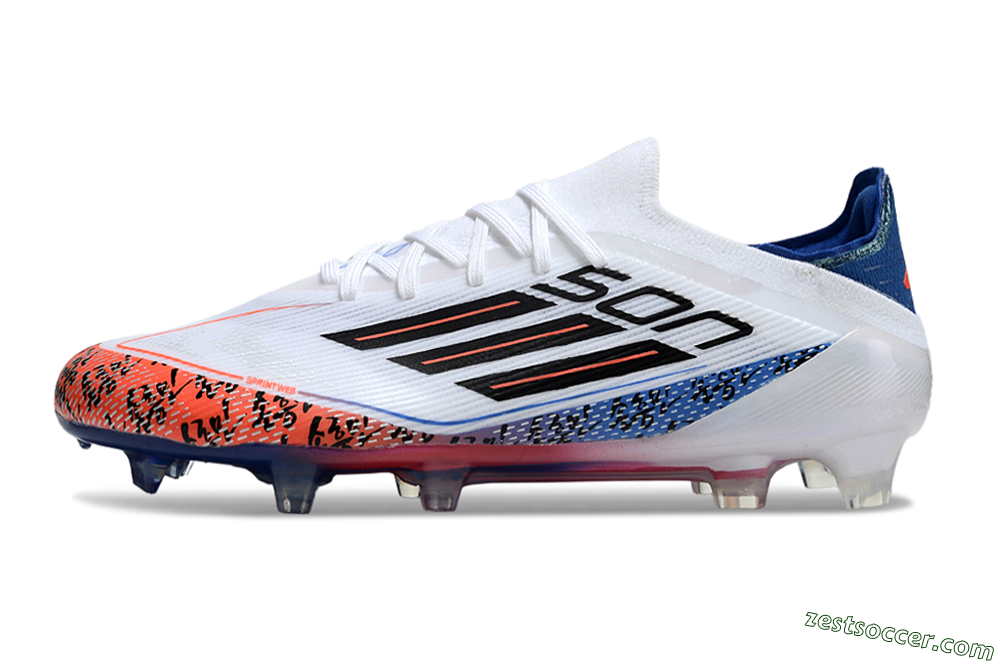 Adidas F50 Elite FG Low-Tops Soccer Cleats - White/Red/Blue 2