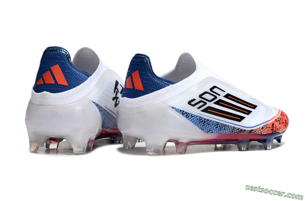 Adidas F50 Elite Laceless FG Low-Tops Soccer Cleats - White/Red/Blue 6