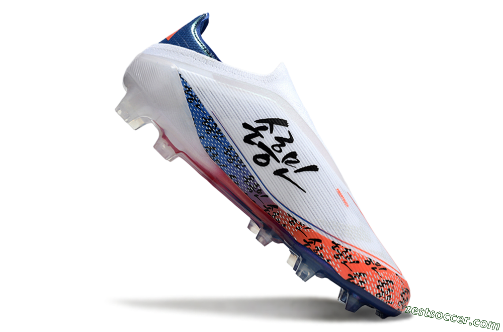 Adidas F50 Elite Laceless FG Low-Tops Soccer Cleats - White/Red/Blue 4