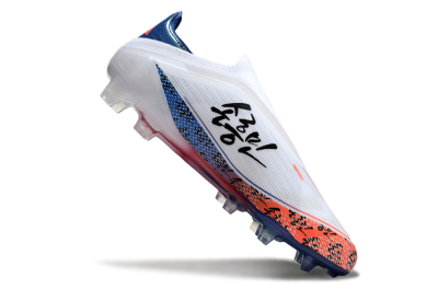 Adidas F50 Elite Laceless FG Low-Tops Soccer Cleats - White/Red/Blue