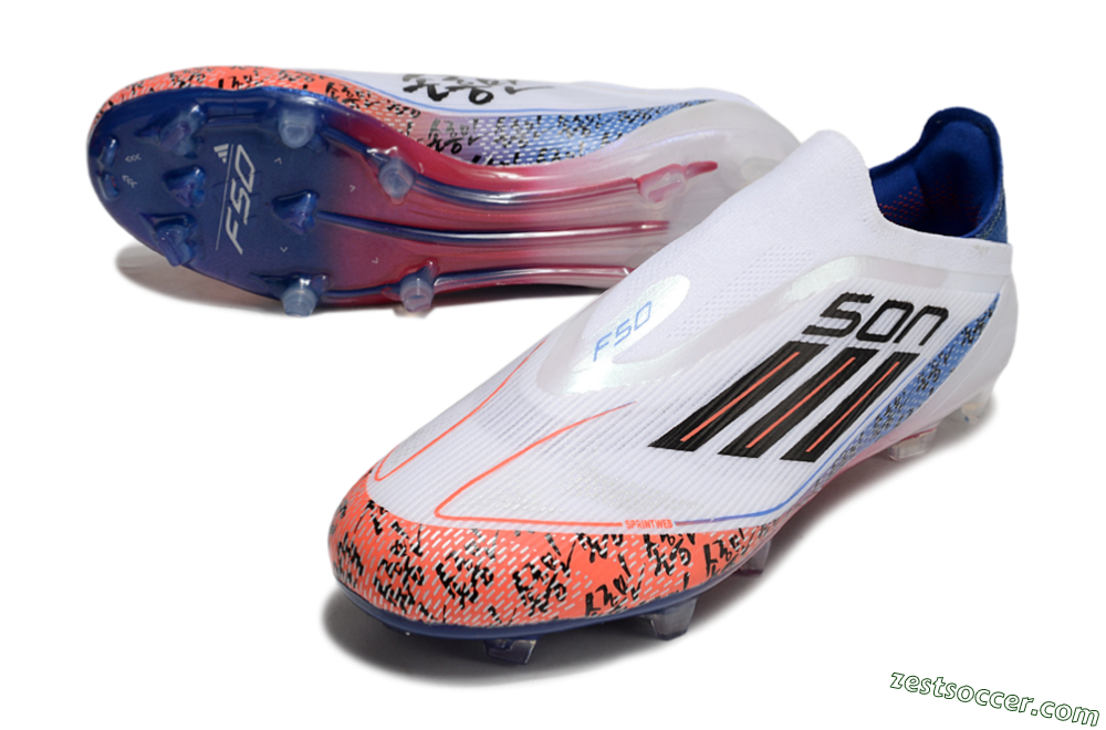 Adidas F50 Elite Laceless FG Low-Tops Soccer Cleats - White/Red/Blue 3