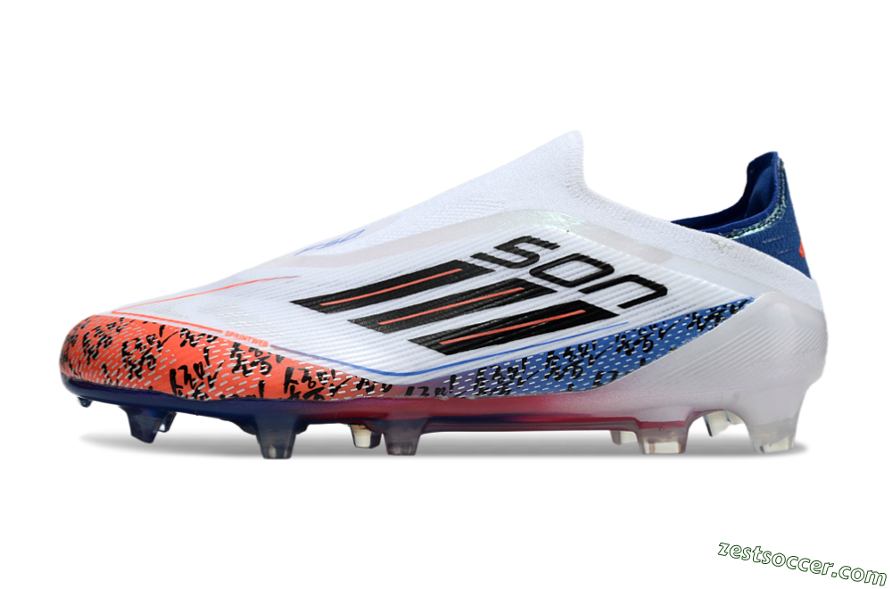 Adidas F50 Elite Laceless FG Low-Tops Soccer Cleats - White/Red/Blue 2