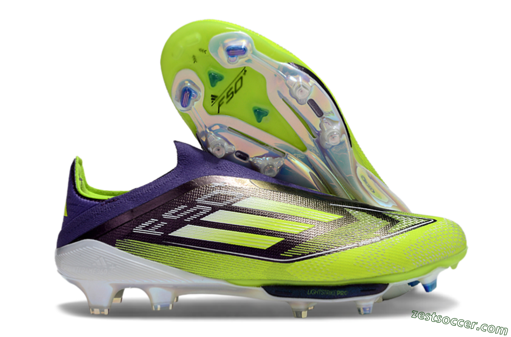Adidas F50+ Elite Lightstrike Pro Laceless FG Low-Tops Soccer Cleats - Purple/Yellow/White 0