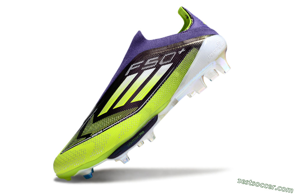 Adidas F50+ Elite Lightstrike Pro Laceless FG Low-Tops Soccer Cleats - Purple/Yellow/White 5
