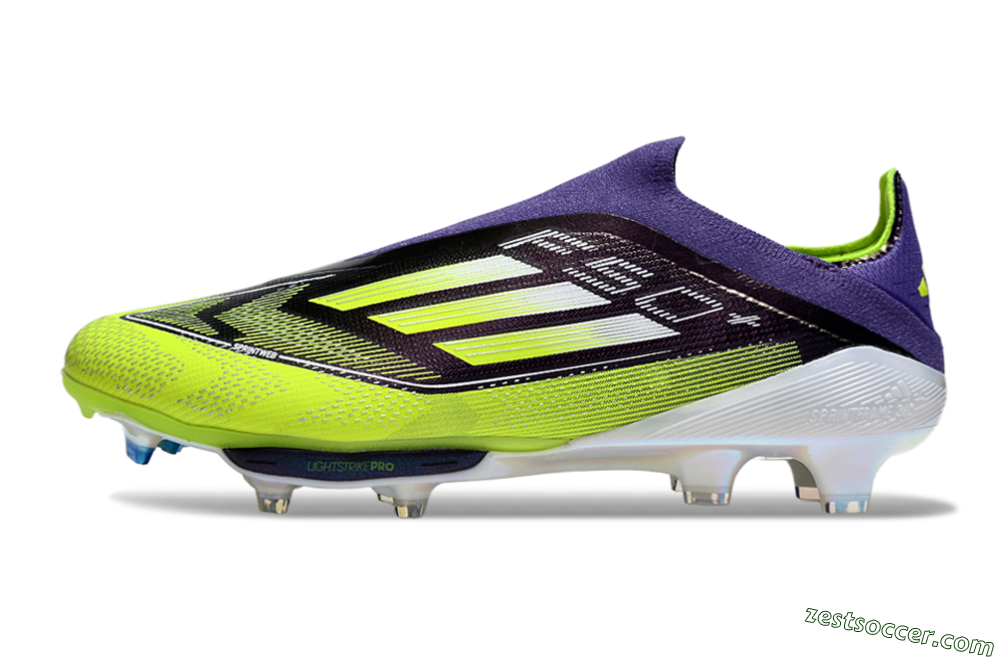 Adidas F50+ Elite Lightstrike Pro Laceless FG Low-Tops Soccer Cleats - Purple/Yellow/White 2