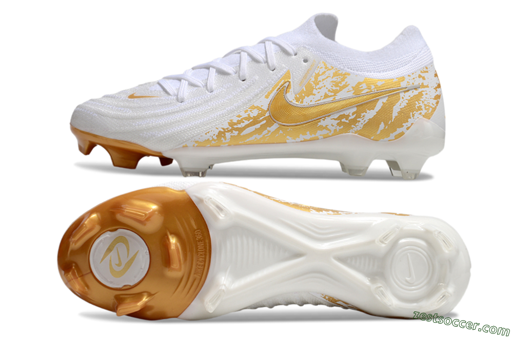 Nike Phantom GX Elite FG Low-Tops Soccer Cleats - White/Gold 1