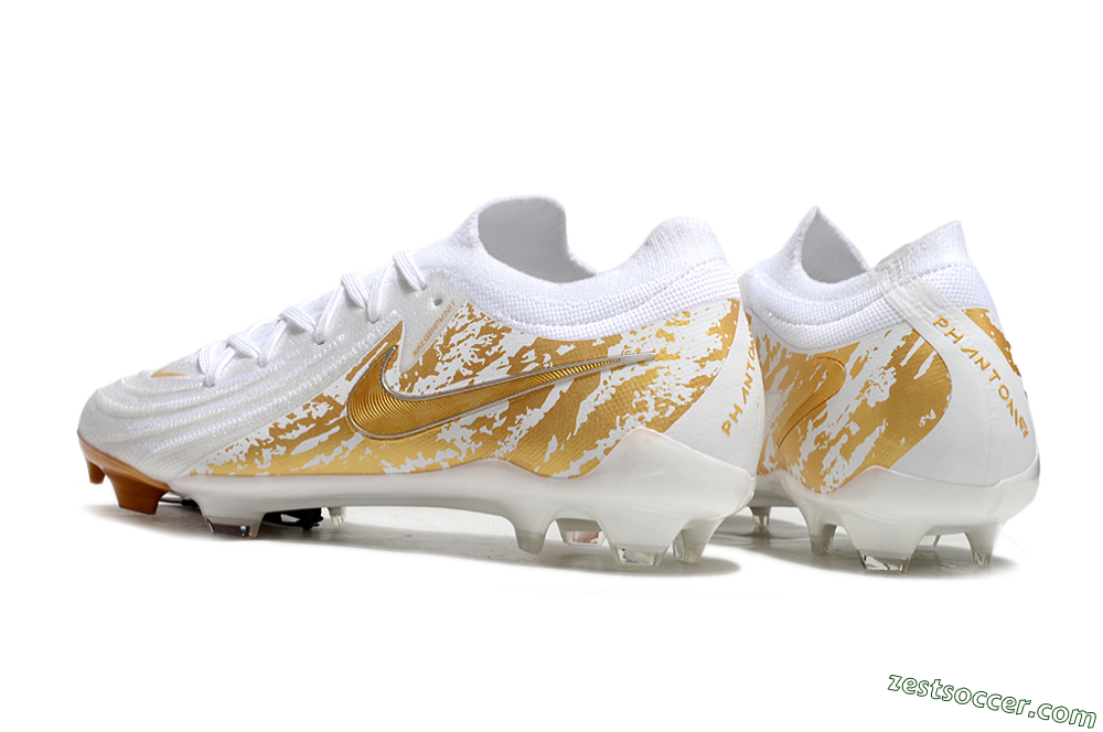 Nike Phantom GX Elite FG Low-Tops Soccer Cleats - White/Gold 6