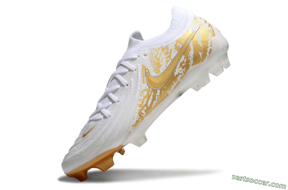 Nike Phantom GX Elite FG Low-Tops Soccer Cleats - White/Gold 5