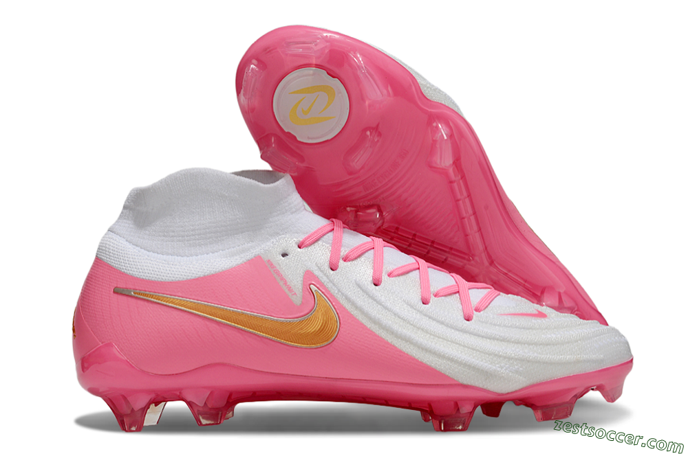 Nike Phantom Luna Elite NU FG High-Tops Soccer Cleats - White/Pink/Gold 0