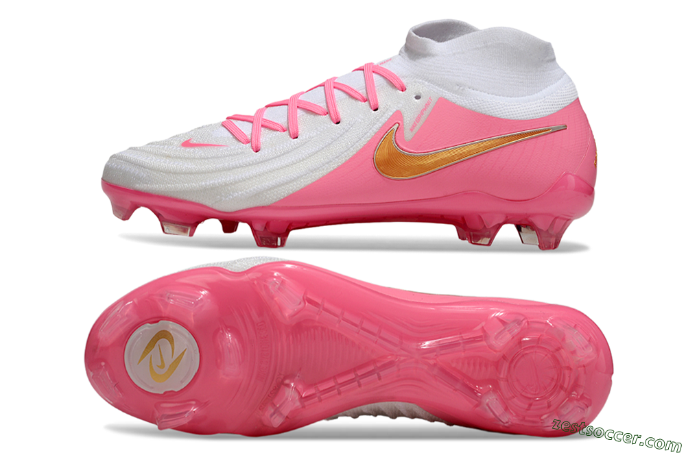 Nike Phantom Luna Elite NU FG High-Tops Soccer Cleats - White/Pink/Gold 1