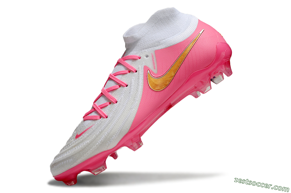 Nike Phantom Luna Elite NU FG High-Tops Soccer Cleats - White/Pink/Gold 4