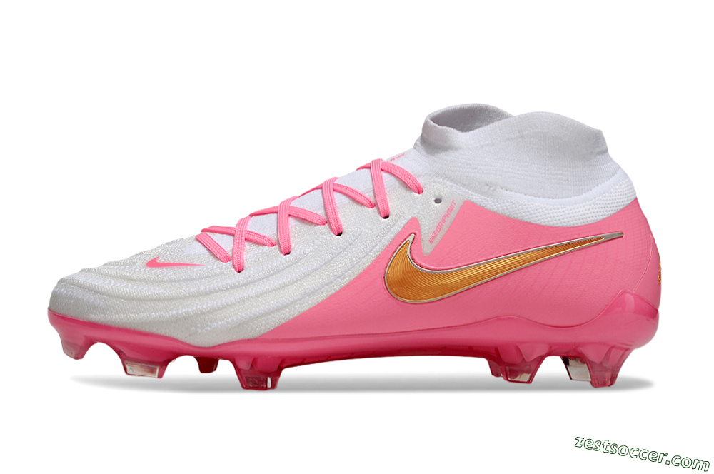 Nike Phantom Luna Elite NU FG High-Tops Soccer Cleats - White/Pink/Gold 2