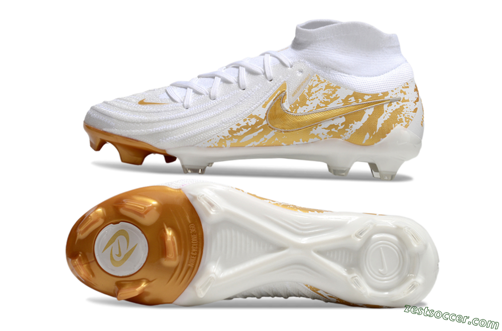 Nike Phantom Luna Elite NU FG High-Tops Soccer Cleats - White/Gold 1