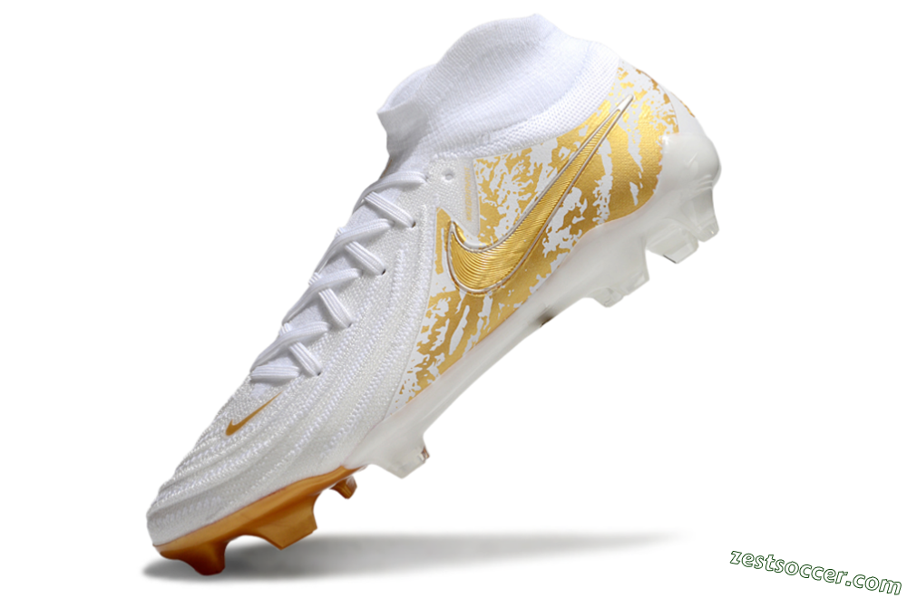 Nike Phantom Luna Elite NU FG High-Tops Soccer Cleats - White/Gold 5