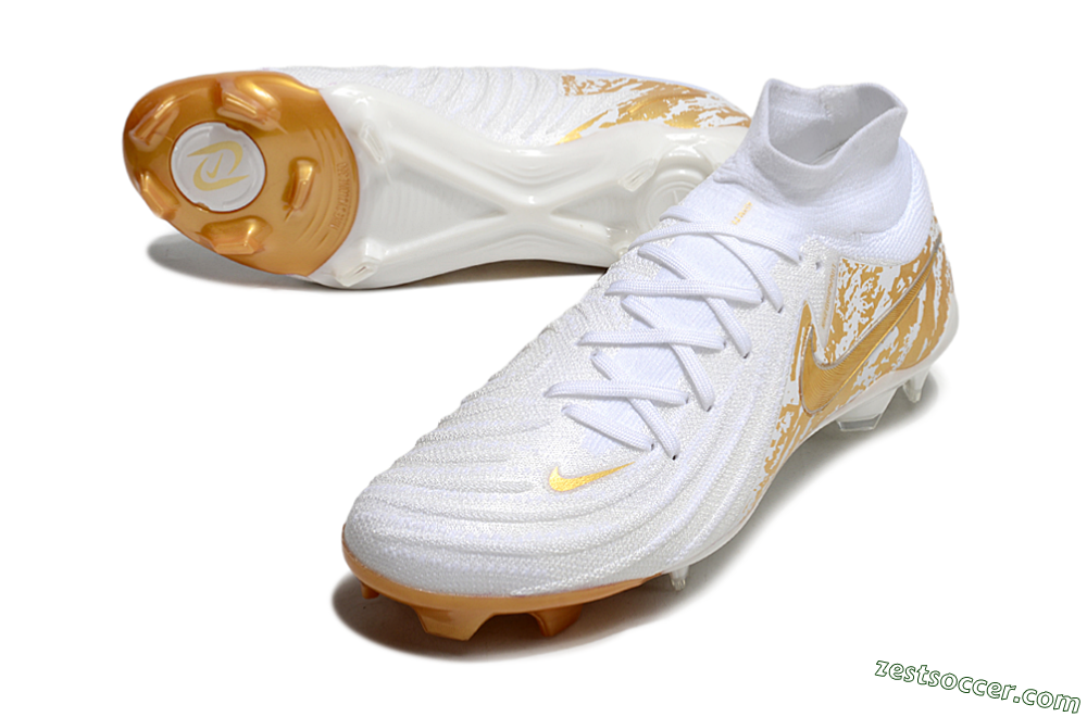 Nike Phantom Luna Elite NU FG High-Tops Soccer Cleats - White/Gold 3