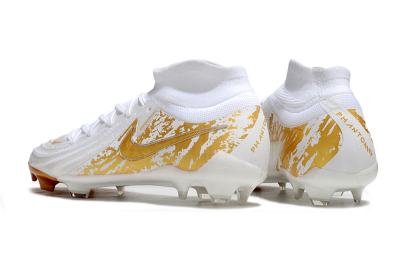 Nike Phantom Luna Elite NU FG High-Tops Soccer Cleats - White/Gold