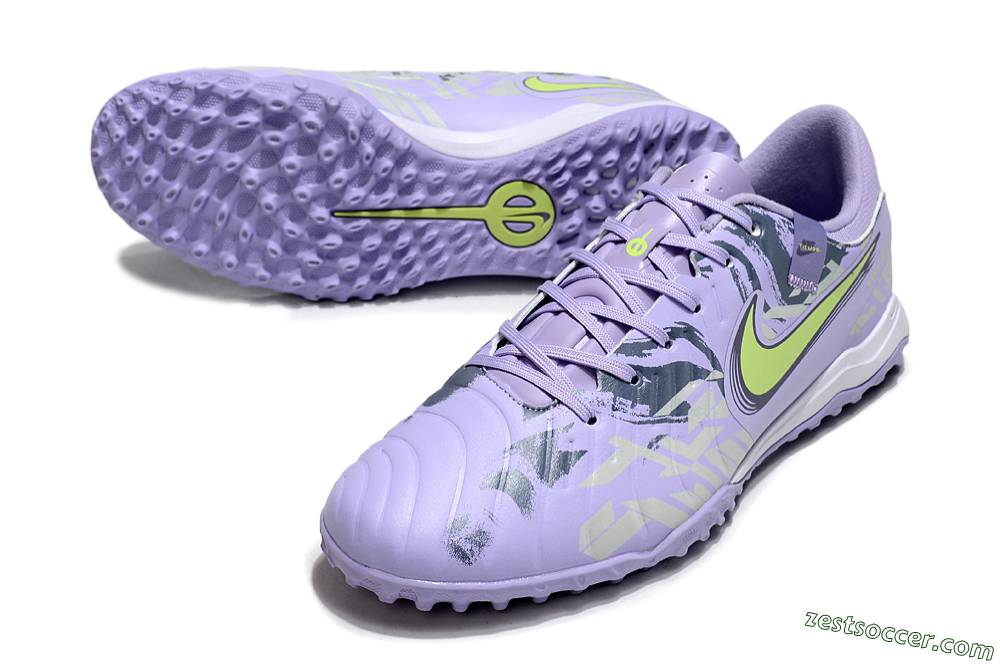 Nike Tiempo Legend 10 Academy TF Low-Tops Soccer Shoes - Purple/Yellow/White 3