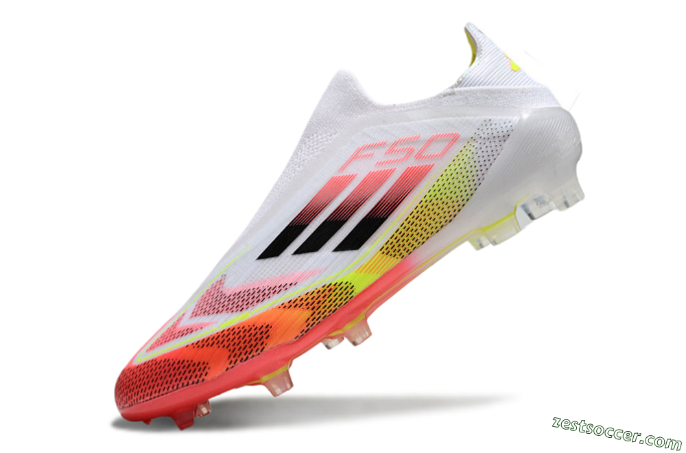 Adidas F50 Elite Laceless FG Low-Tops Soccer Cleats - White/Red/Yellow 5