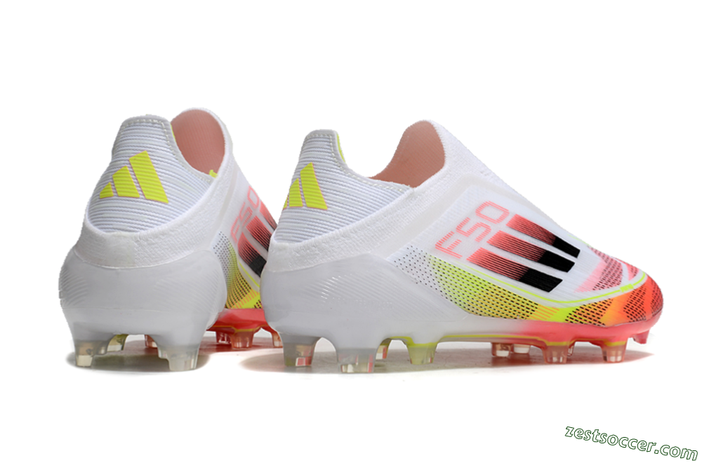 Adidas F50 Elite Laceless FG Low-Tops Soccer Cleats - White/Red/Yellow 6
