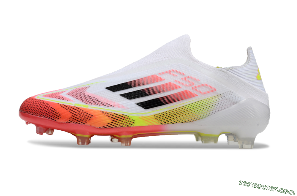 Adidas F50 Elite Laceless FG Low-Tops Soccer Cleats - White/Red/Yellow 2