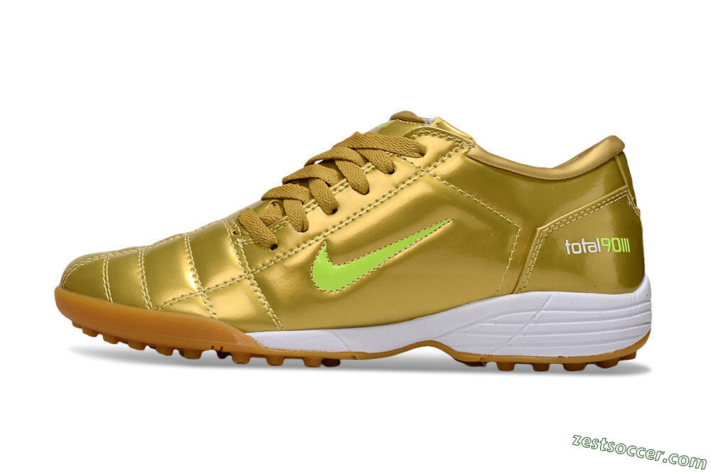 Nike Total 90 II TF Low-Tops Soccer Shoes - Gold/Yellow/White 2