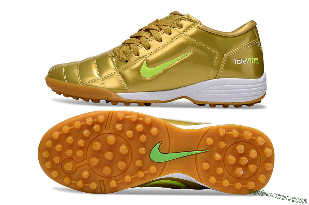 Nike Total 90 II TF Low-Tops Soccer Shoes - Gold/Yellow/White 1