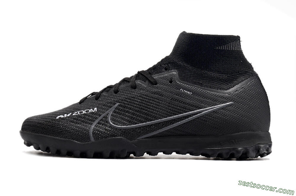 Nike Air Zoom Mercurial Superfly 10 Elite TF High-Tops Soccer Shoes - Black/White/Yellow 2