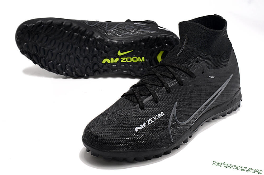 Nike Air Zoom Mercurial Superfly 10 Elite TF High-Tops Soccer Shoes - Black/White/Yellow 3